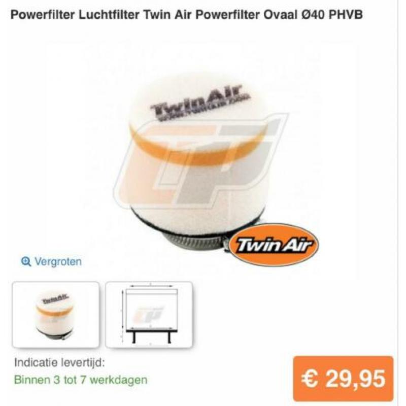 Powerfilter Twin Air std 20,5-21mm carb
