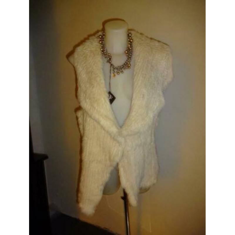 D4A Arma gebreid vest room kleur bont voorkant grote kraag M