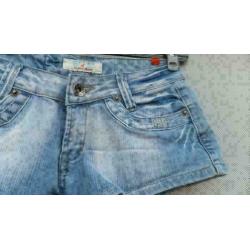 Y&L jeans spijker stretch hotpants met strass mt 38