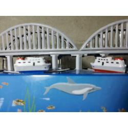 oude vintage blikken speelgoed treinbaan bootjes ms431 china
