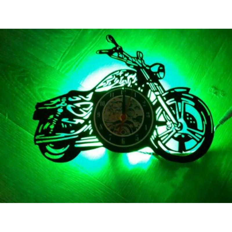 motor lp vinyl klok met led verlichting en afstandbediening