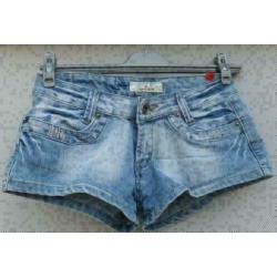 Y&L jeans spijker stretch hotpants met strass mt 38