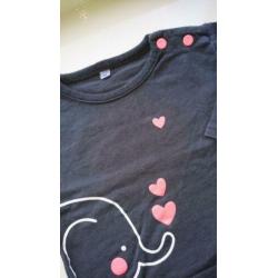 Set van 2 lieve shirts / longsleeves, wit / bruin, maat 56