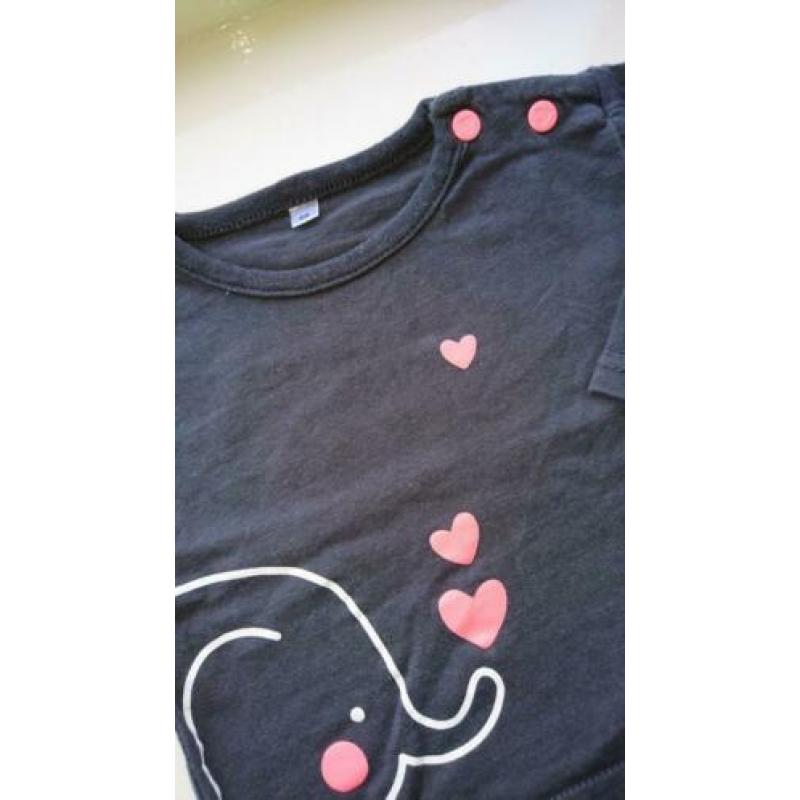 Set van 2 lieve shirts / longsleeves, wit / bruin, maat 56