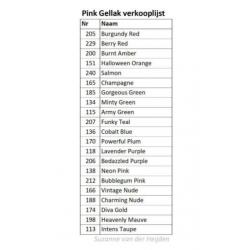 21 ongebruikte kleuren van Pink Gellac