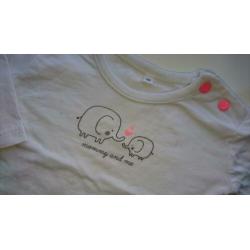 Set van 2 lieve shirts / longsleeves, wit / bruin, maat 56