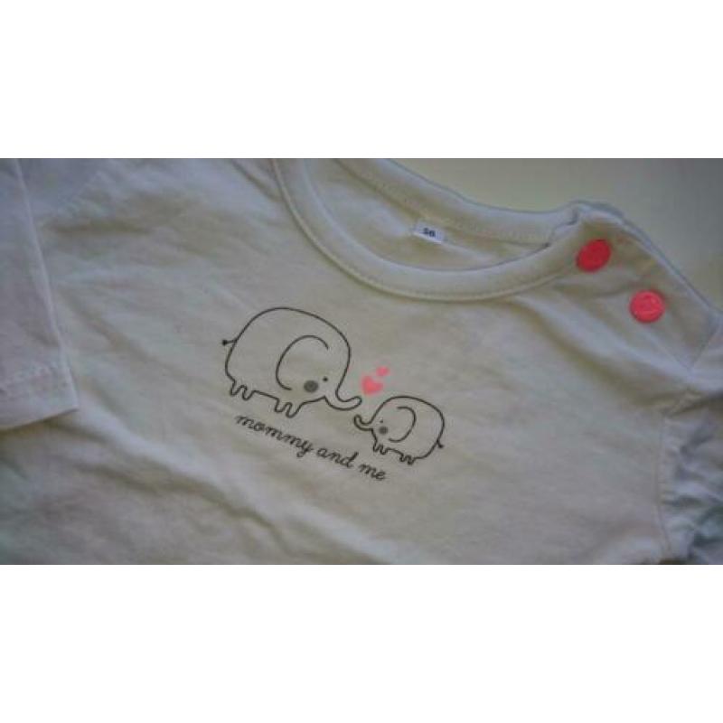 Set van 2 lieve shirts / longsleeves, wit / bruin, maat 56