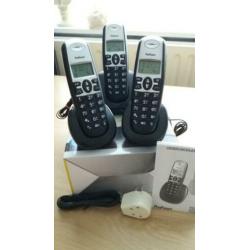 Dect telefoon1x basis en 2 handset,s incl lader/verb.kabel
