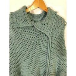 WS5 Vintage Poncho Punt Lichtblauw Pastel Gehaakt Kraag