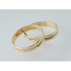 14 karaat Gouden Trouwringen luxe Bicolor uitvoering Anjer