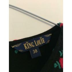King Louie jurk zwart met geborduurde roosjes S