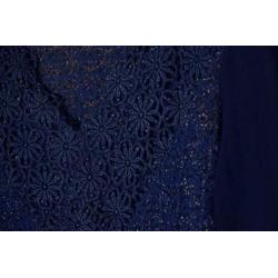 T_012) Vintage 80's koningsblauwe V-hals glitter blouse/top