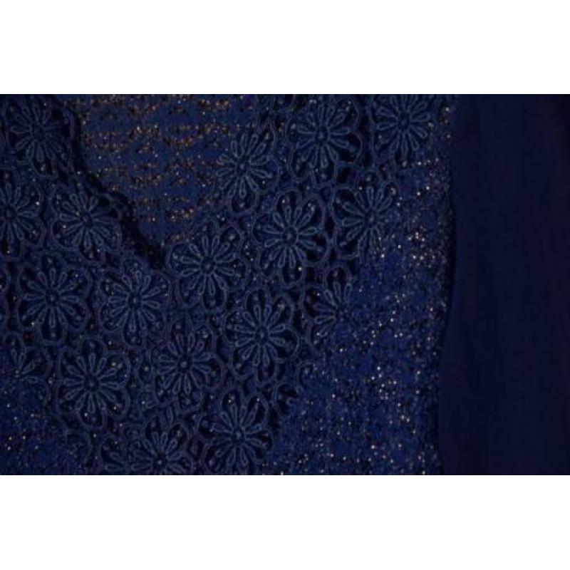 T_012) Vintage 80's koningsblauwe V-hals glitter blouse/top