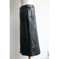 Vintage retro rok echt leer kokerrok midi zwart maat 38 40