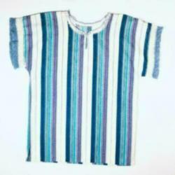 WS5 Vintage Poncho Punt Lichtblauw Pastel Gehaakt Kraag