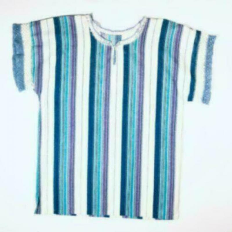 WS5 Vintage Poncho Punt Lichtblauw Pastel Gehaakt Kraag