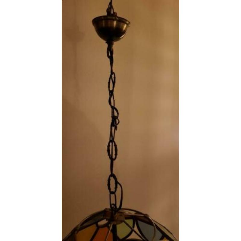 Glas in lood hanglamp uit Frankrijk