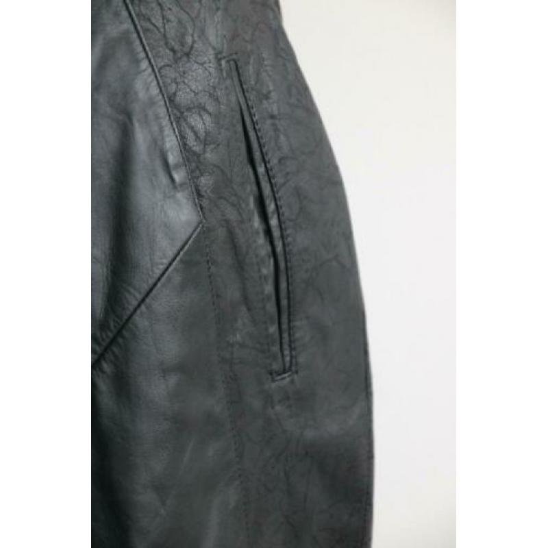 Vintage retro rok echt leer kokerrok midi zwart maat 38 40