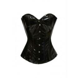 Zwart pvc/lak corset fetish gothic cyber 24 inch