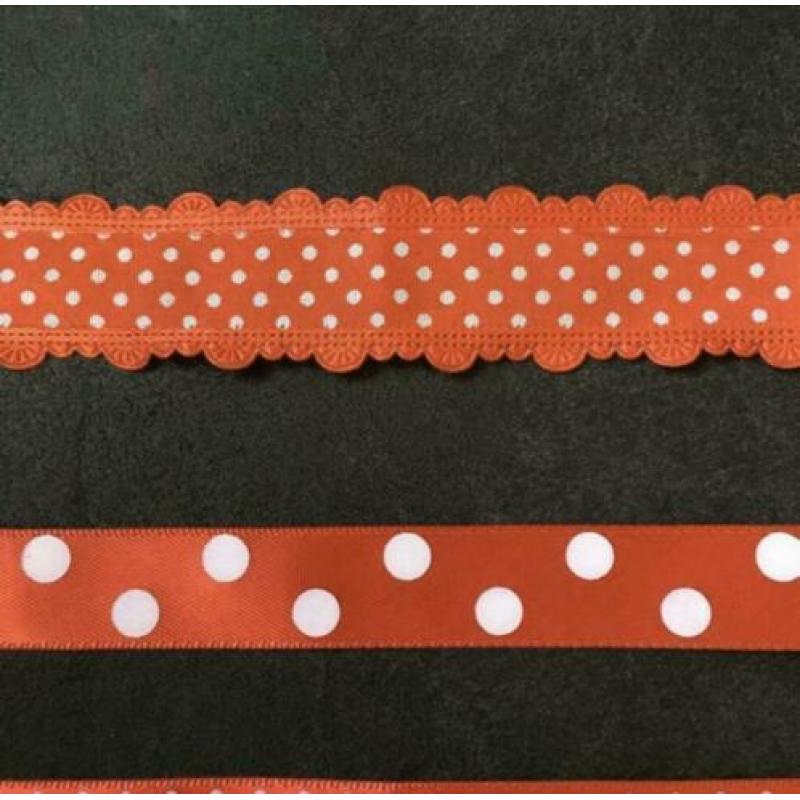 Rood lint polkadot stipjes satijnlint met kant lintjes