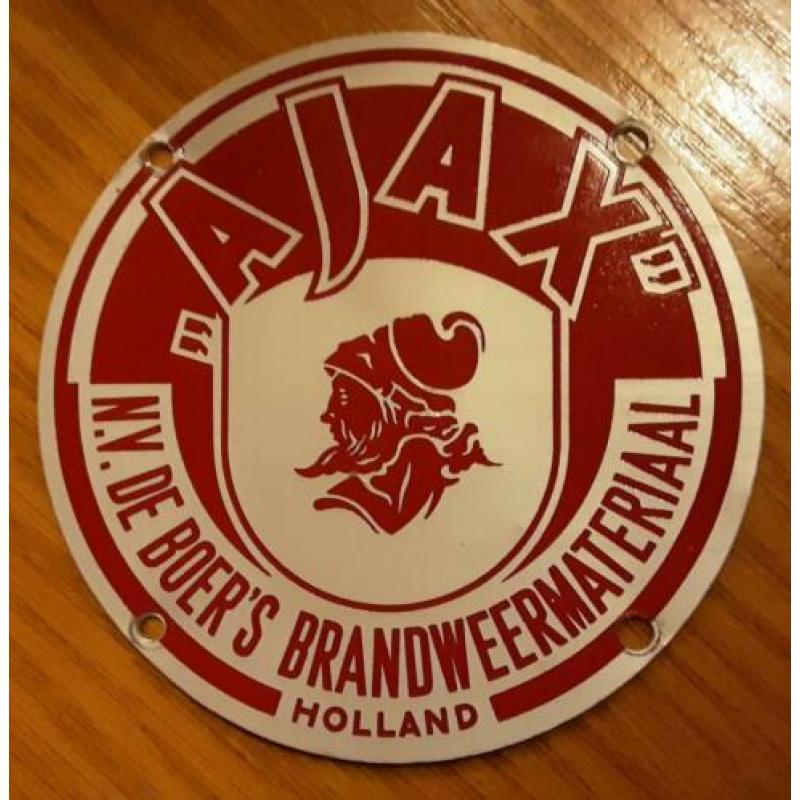 Merkplaatje ajax de boer brandweermateriaal aluminium 10 cm.