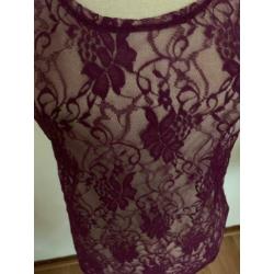 Paarse kanten blouse maat M
