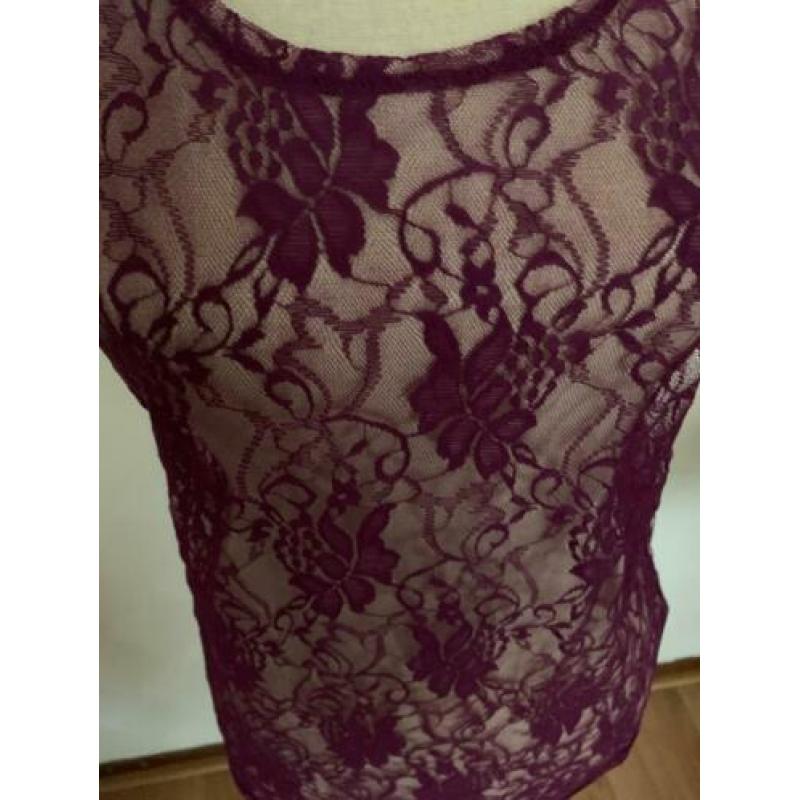 Paarse kanten blouse maat M