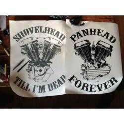 muursticker o.a. shovelhead en panhead met of zonder text