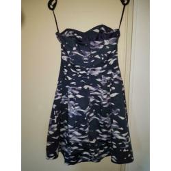 Strapless blauwe jurk maat 38 h&m