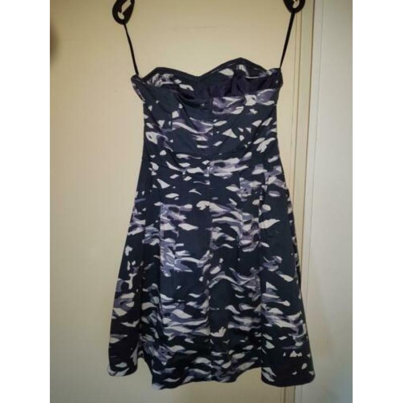 Strapless blauwe jurk maat 38 h&m
