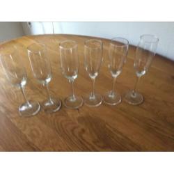 Champagne glazen, 6 stuks