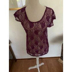 Paarse kanten blouse maat M
