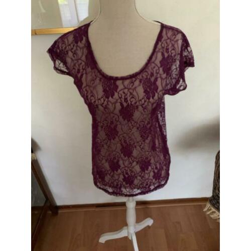 Paarse kanten blouse maat M