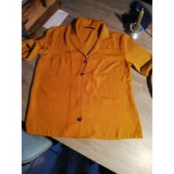 Oker gele blouse met korte mouwen en kraag, ONY, maat 36