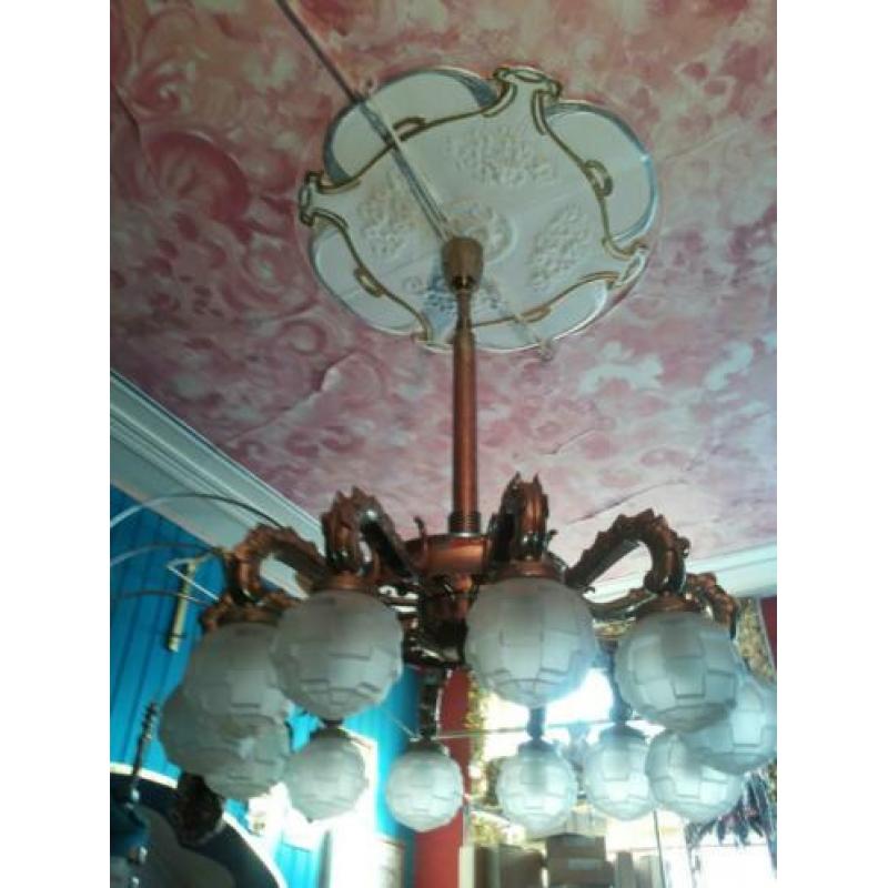 Art Deco lamp, 12 armige kroonluchter