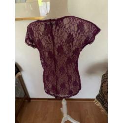 Paarse kanten blouse maat M