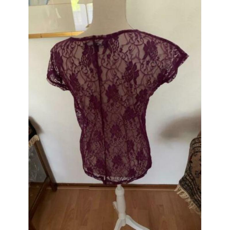 Paarse kanten blouse maat M
