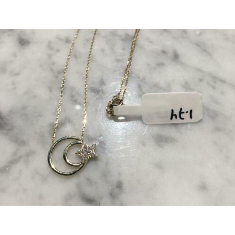 14 karaat gouden collier Turkse maan ster 42 cm