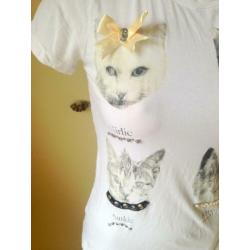 kat top parels wit schattig lolita strik cat neko M 38 40