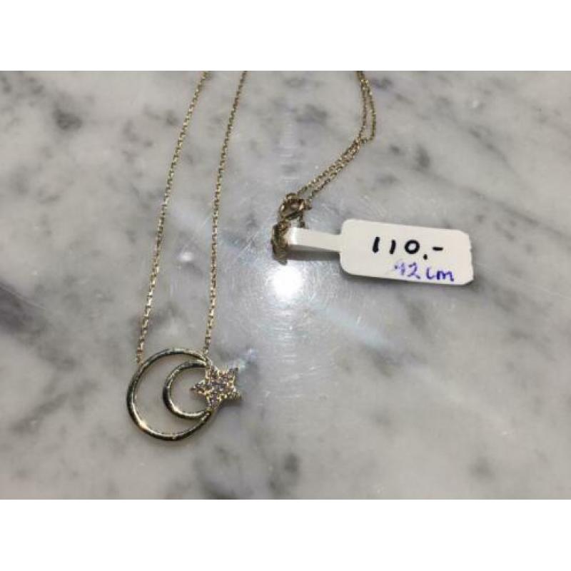 14 karaat gouden collier Turkse maan ster 42 cm