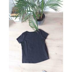 Zwarte top t-shirt met panterprint opdruk Pigalle maat L