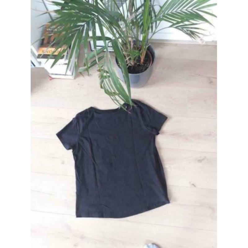 Zwarte top t-shirt met panterprint opdruk Pigalle maat L