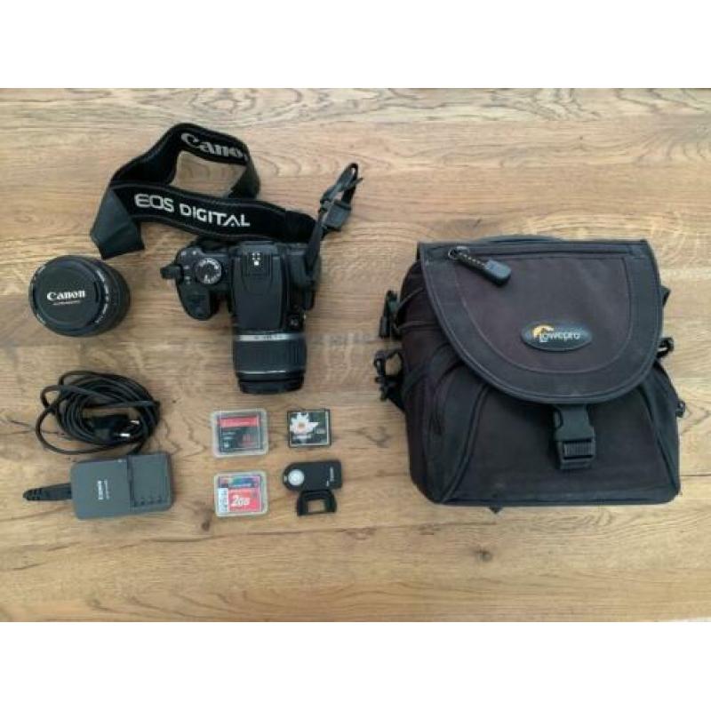 Canon 400D + kit + EF 50mm 1.4 + sd cards