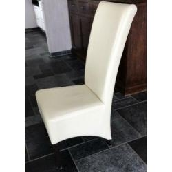 6 witte leren eetkamerstoelen
