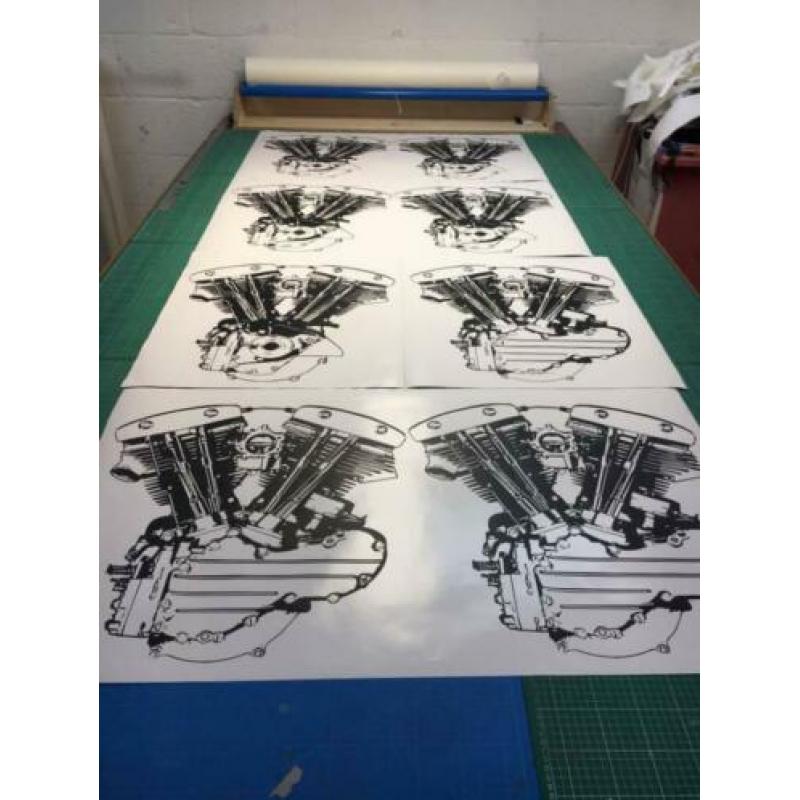 muursticker o.a. shovelhead en panhead met of zonder text