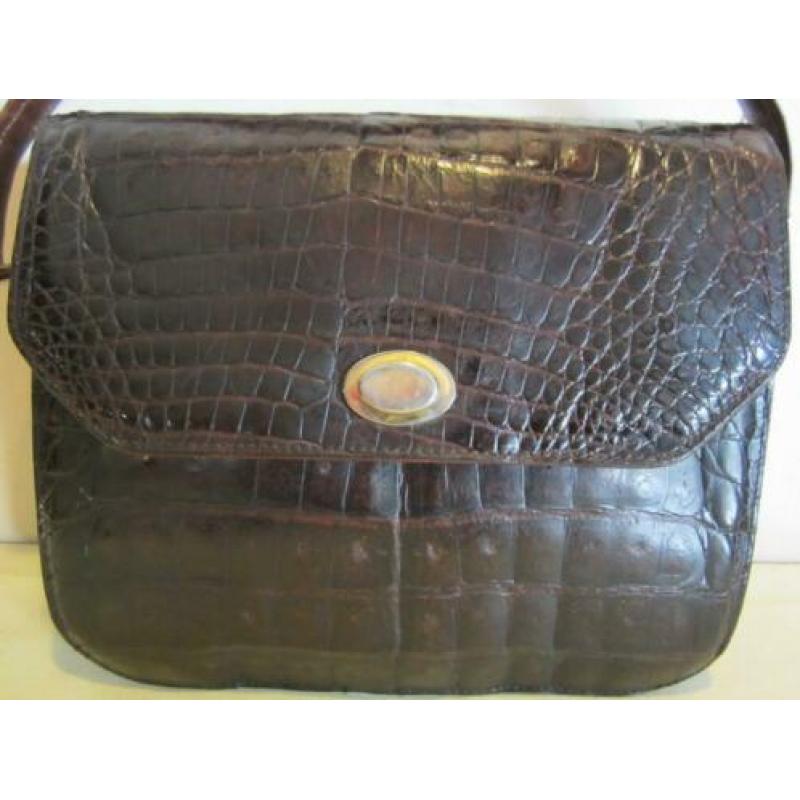 Vintage bruine krokodillen leren handtas kroko 58