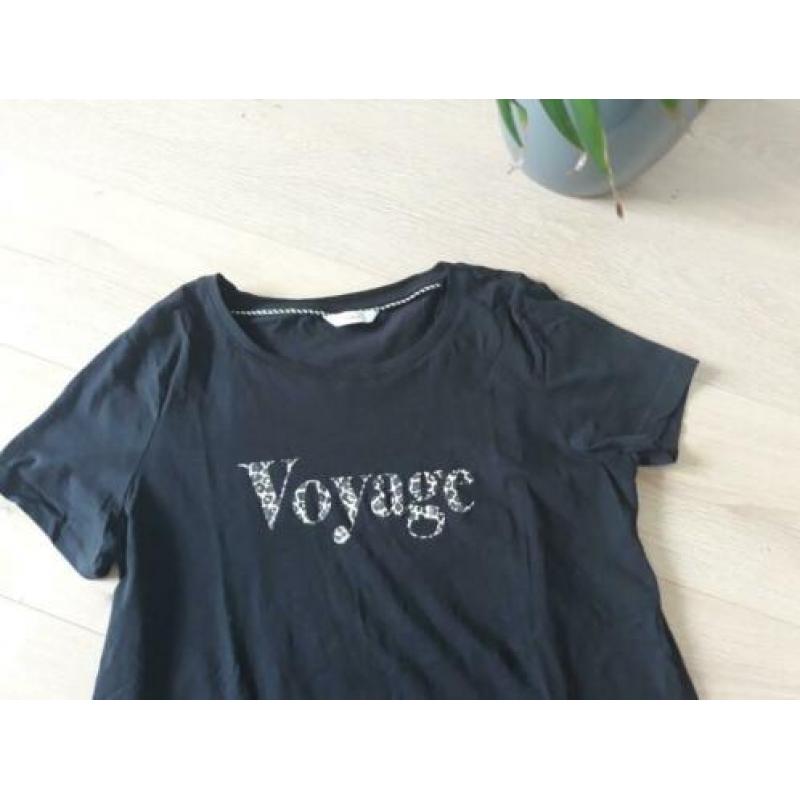 Zwarte top t-shirt met panterprint opdruk Pigalle maat L