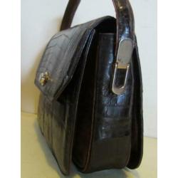 Vintage bruine krokodillen leren handtas kroko 58