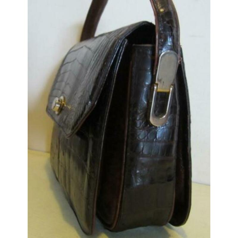 Vintage bruine krokodillen leren handtas kroko 58