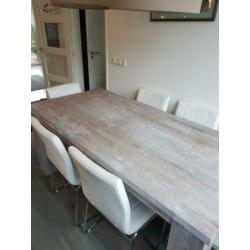 White wash Steigerhout eettafel